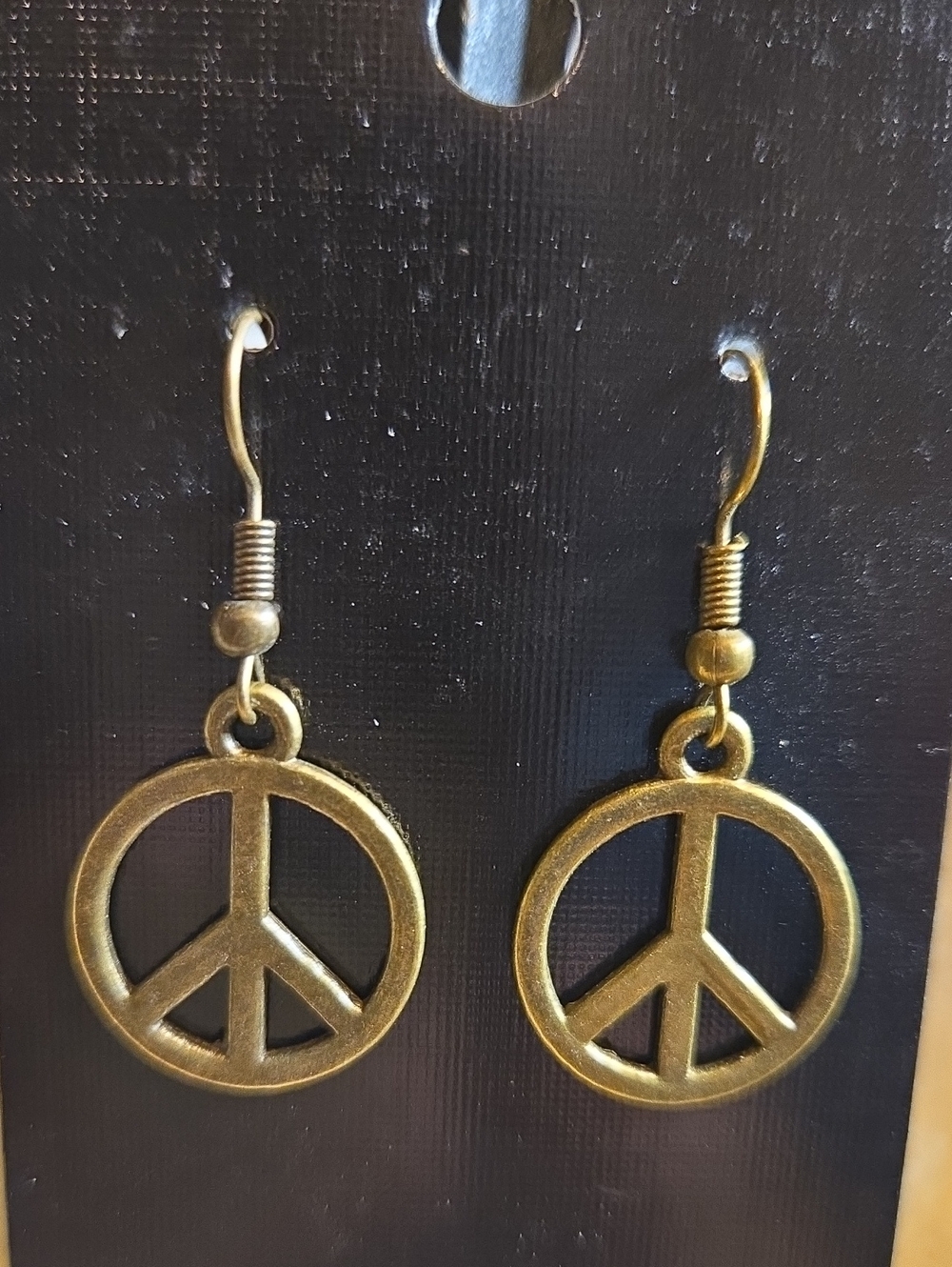 Gold Peace Sign Drop Earrings - Women Jewelry